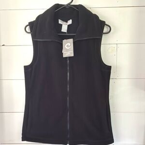 Andrea Jovine Core Black Fleece Zip-Up Vest Size Small